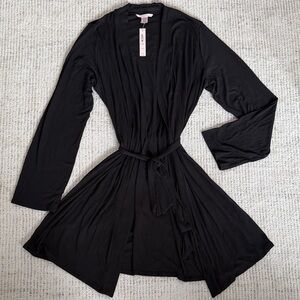 Victoria's Secret Black Soft Modal Ribbed Women’s Robe